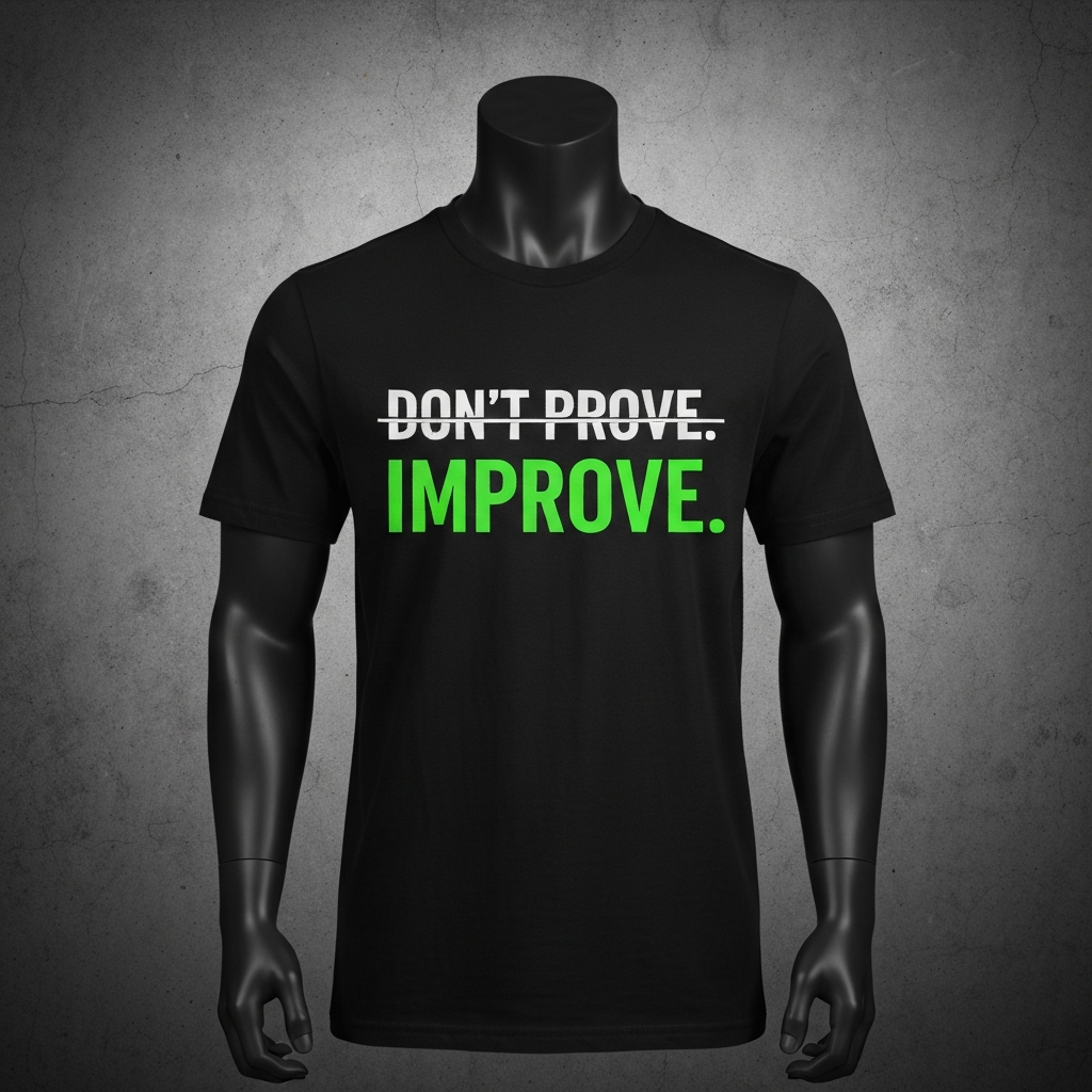 Don't Prove Improve strikethrough — men's black