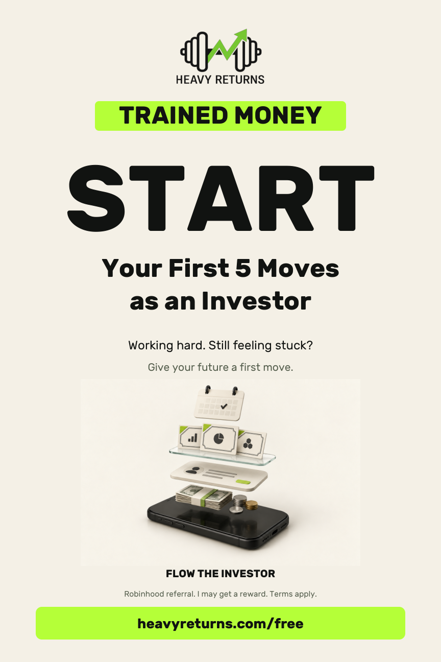 START: Your First 5 Moves as an Investor. The free Heavy Returns guide with the approved cream and lime cover.